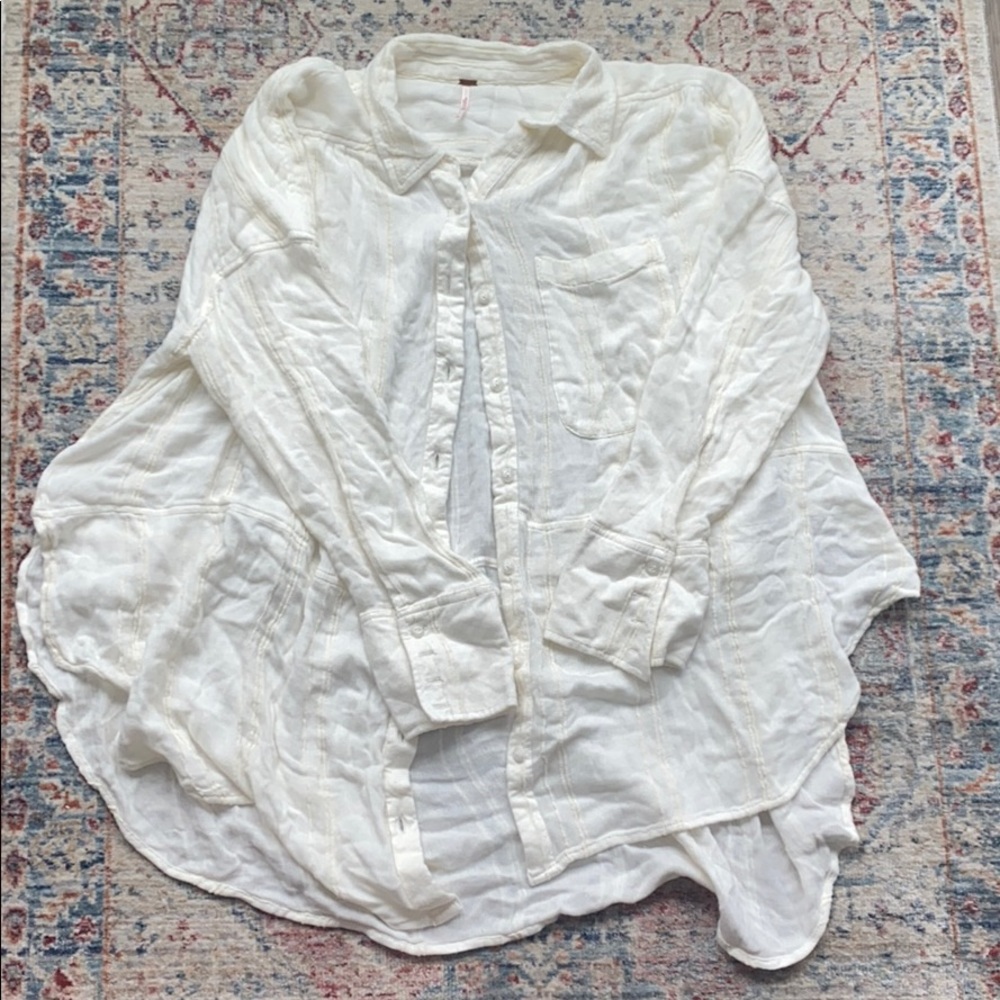 FREE PEOPLE — NWT cream button down tunic